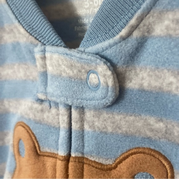 Carter's Blue Striped Bear Fleece Sleep Sack Wearable Blanket Baby Boy 3-6 mo - Picture 5 of 10